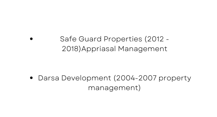 Safe Guard Properties 2012 2018 Appriasal Management Darsa Development 2004 2007 property management